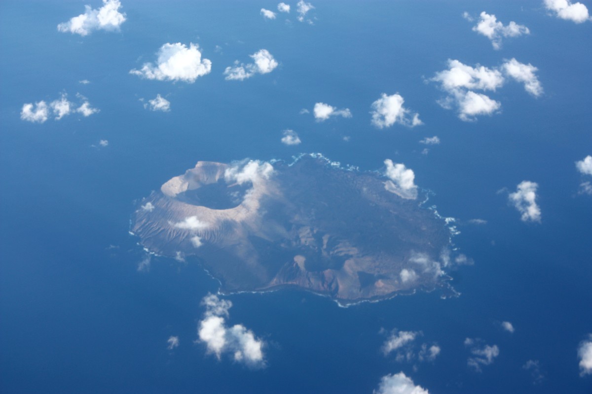 the island of Alegranza as seen from the air.