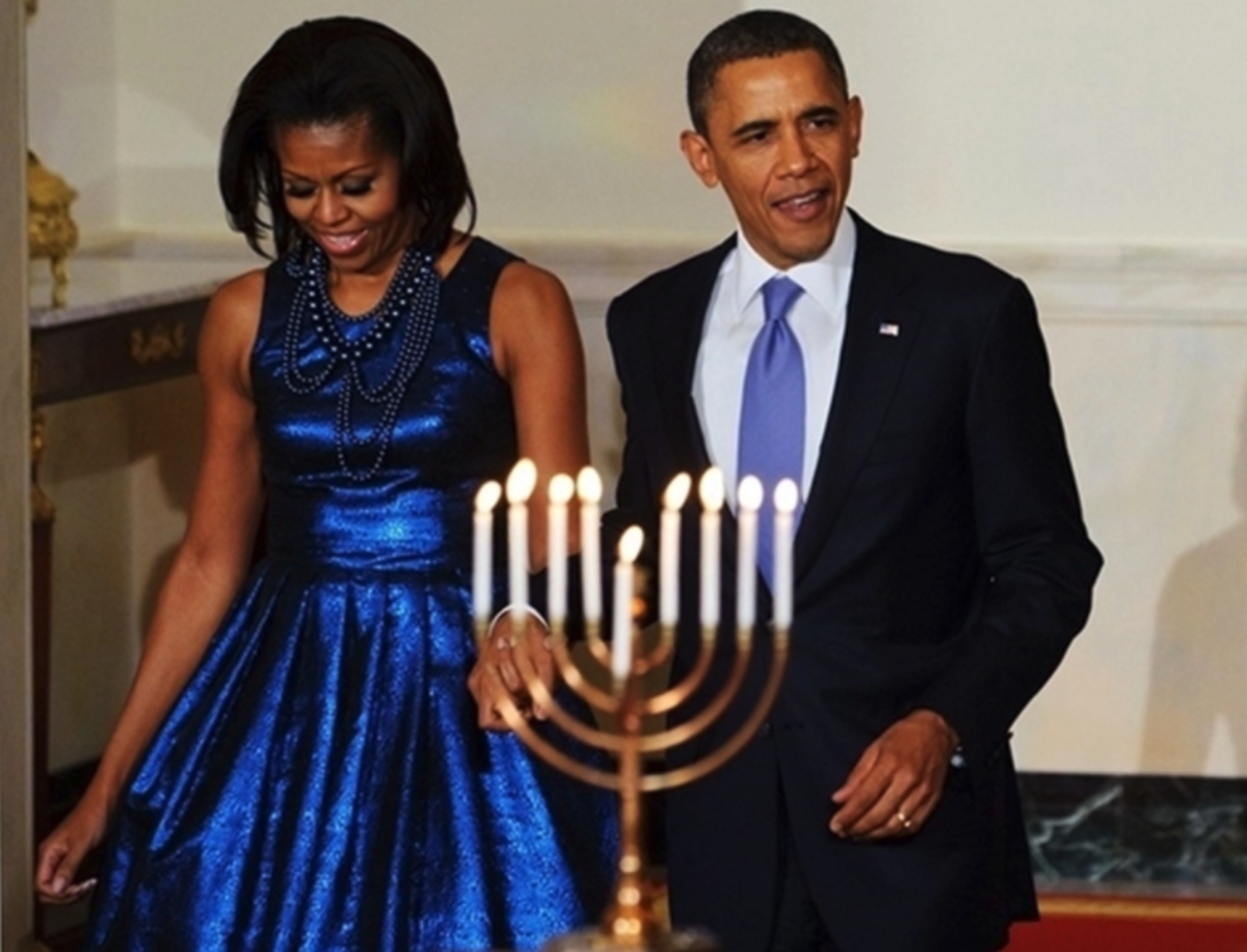 First Lady Michelle Obama and President Barack Obama appeared at a Hanukkah reception on December 08, 2011, in Washington, D.C.
