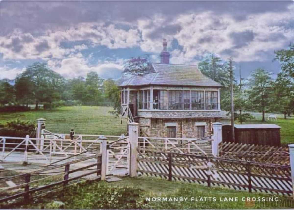 A colourised view of Flatts Lane signal cabin from early days  