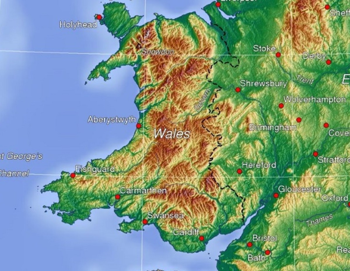 Fishguard in Wales in relation to Bristol. 