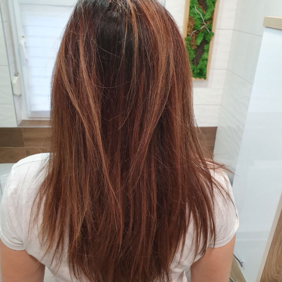 This is how my hair looked before treatment. It is washed two days ago, blow-dried, and ironed. I also use argan oil on my ends. 