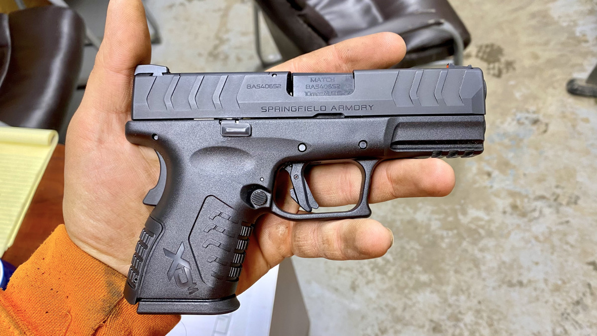 Springfield XDM Elite 10mm compact shown in authors hand