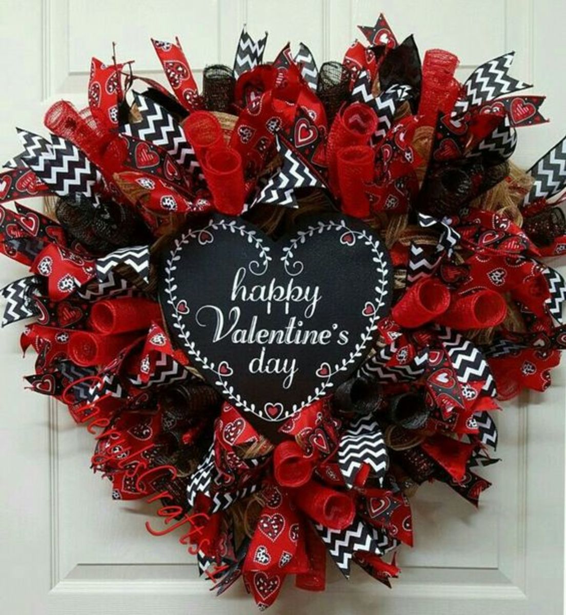 Glam Black, White, and Red Wreath