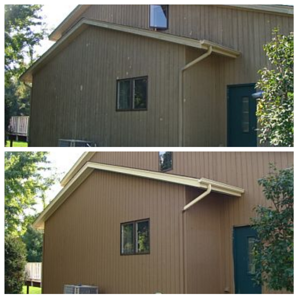Wood siding and trim I prepped and painted. 