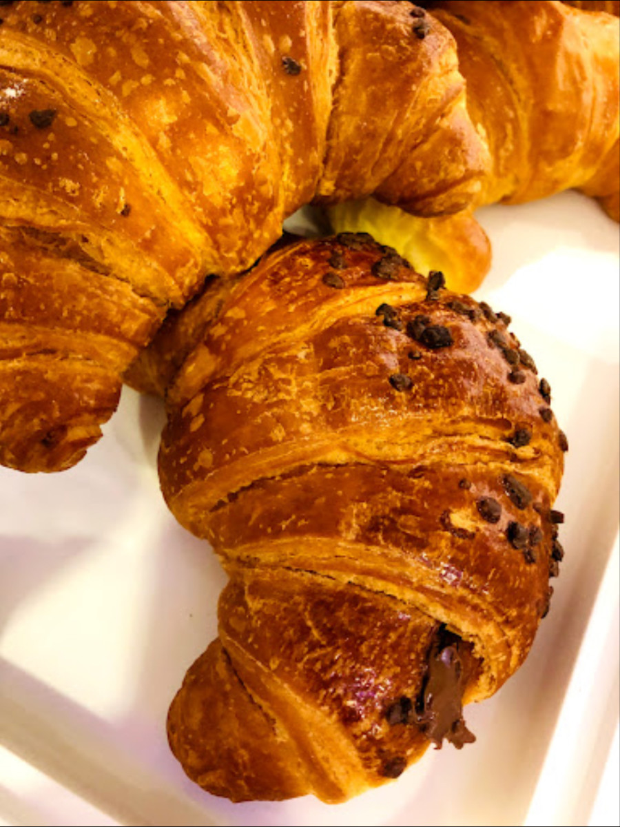 Some croissants filled with Nutella. This a popular use of the spread and especially in Italy in can find these croissants in many cafes.