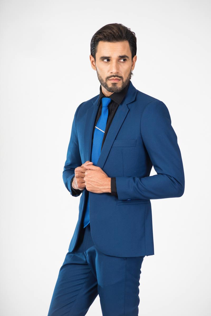 Navy Blue Pants Ivory Business Men Suits Wedding Suits for Men Groom  Tuxedos Groomsmen Blazer Custom Made Terno Masculino 2Piece - AliExpress