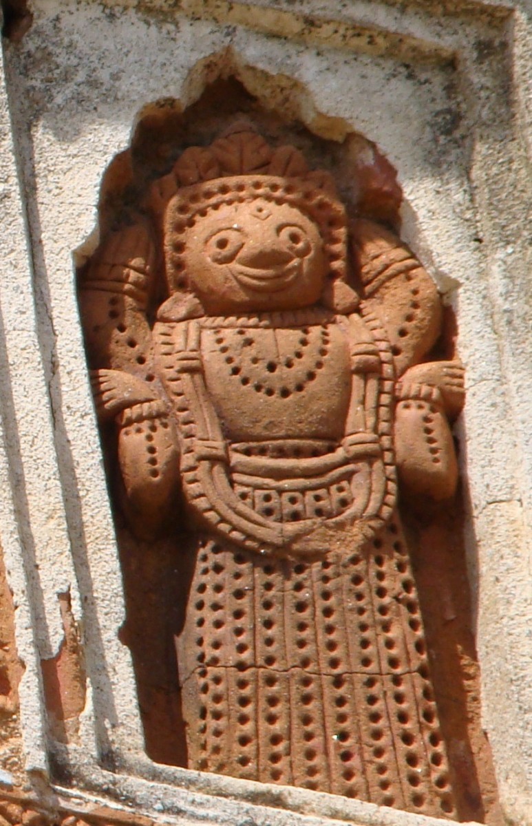 Lord Jagannath; terracotta; Narayan temple, Hadal-Narayanpur, Bankura