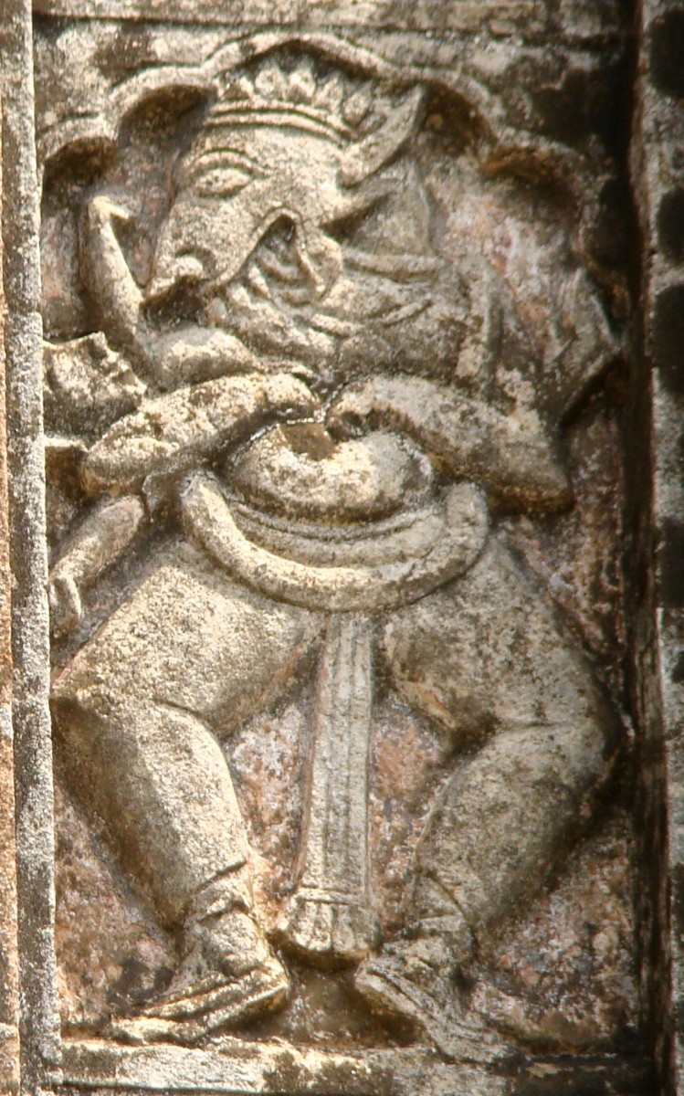 Nrisingha Avatar; stucco; Bhavaniswar temple, Baronagar, Murshidabad