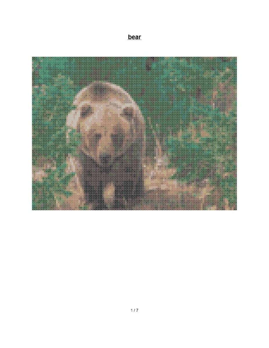 Free cross Stitch Pattern Bear in Forest