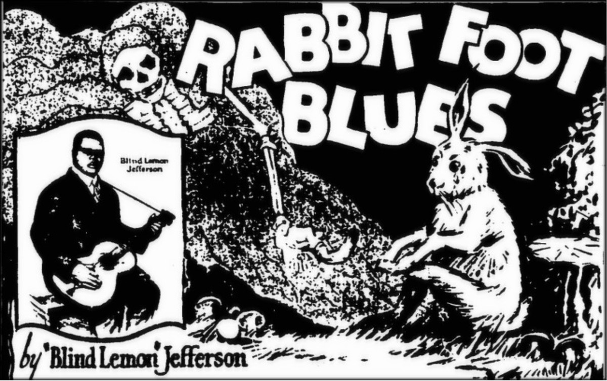 Blind Lemon Jefferson recorded the Rabbit Foot Blues in 1926. The song ties the tradition of the rabbit's foot to the bones of dead people.