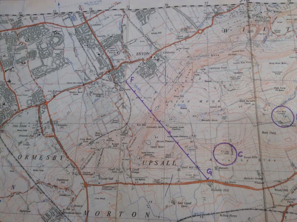 The map is a larger 'slice' of the Ordnance Survey of 1924 and shows the moortop at Upsall and Barnaby Side