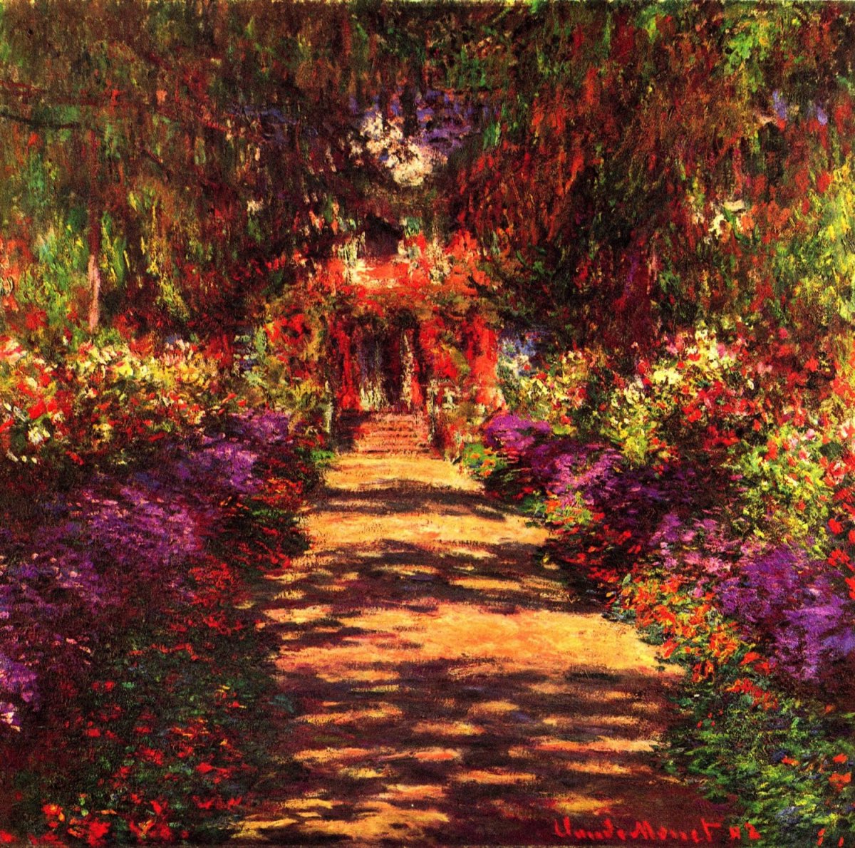 ' Pathway in Monet's Garden at Giverny '    ( 1901-1902 ). Oil on Canvas By  Oscar-Claude Monet.