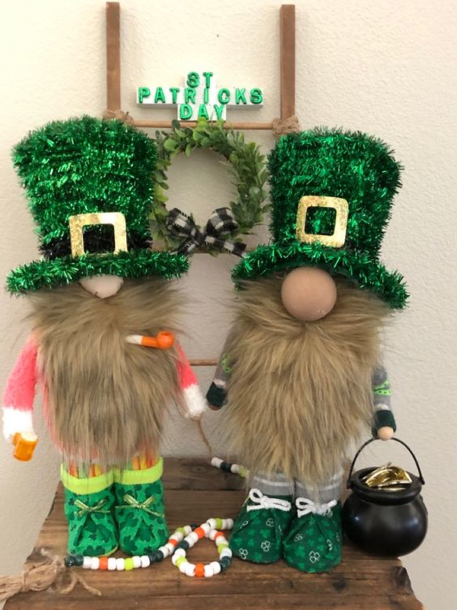Gnomes With Green Tinsel Hats