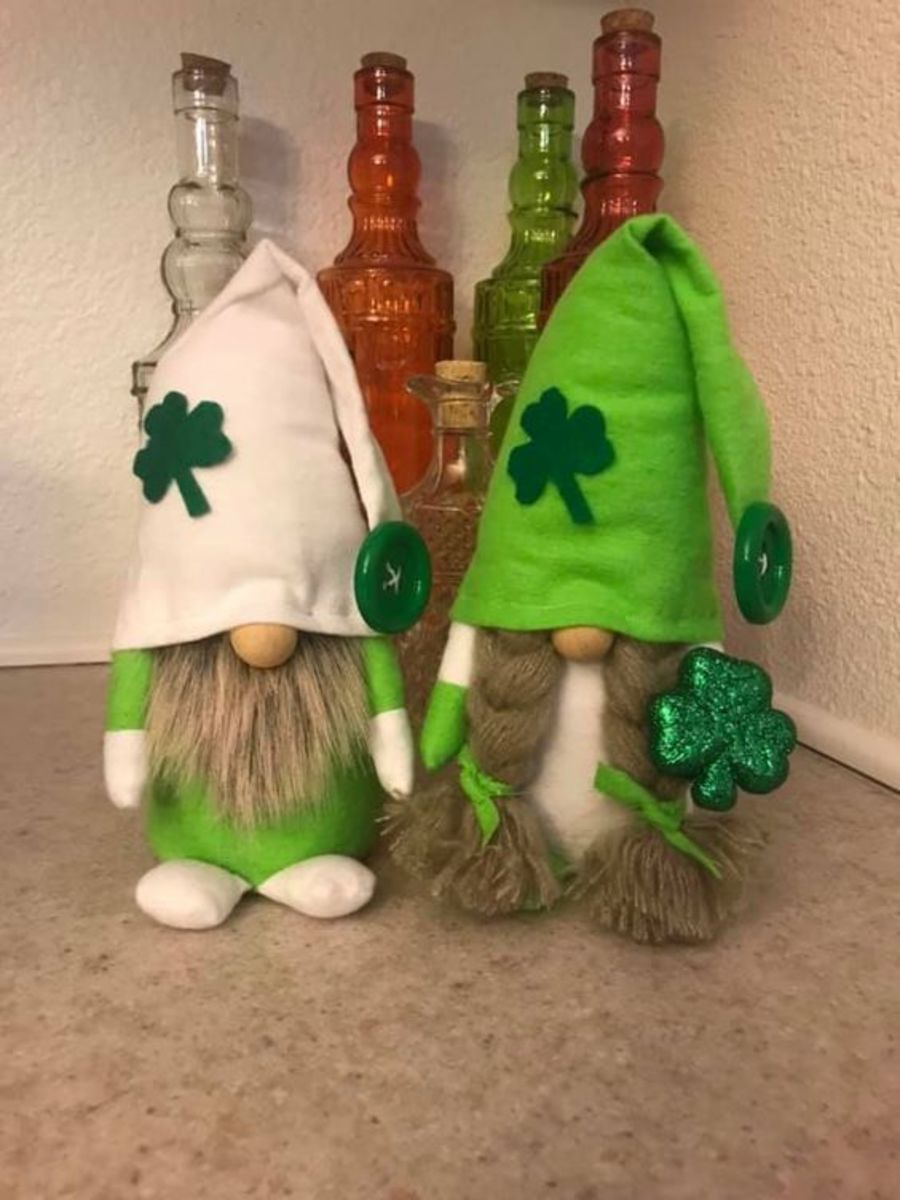 Male and Female Gnomes With Shamrocks