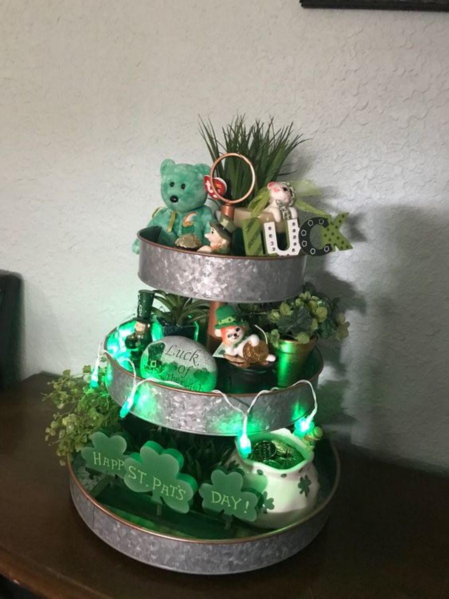 Metal Tiered Display With Green Lights