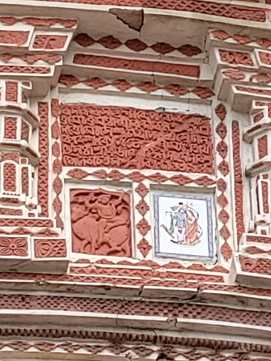 Terracotta decorations 4 (with a newly added Radha-Krishna tile)