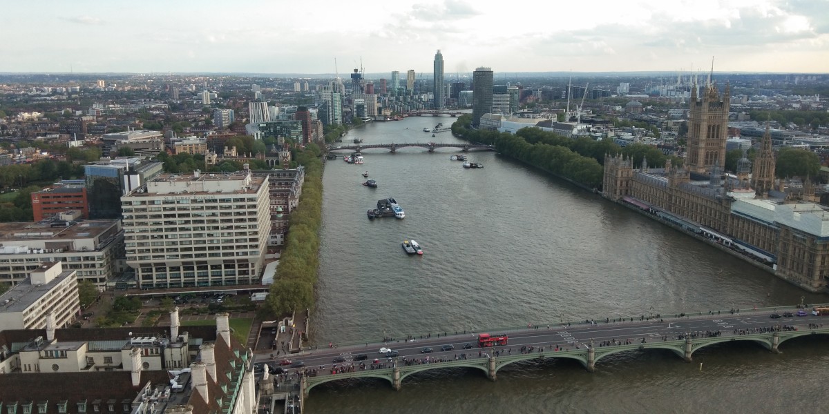 An Amazing view of  River Thames and London City through the London Eye