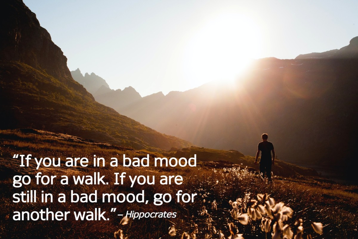 “If you are in a bad mood go for a walk. If you are still in a bad mood, go for another walk.” – Hippocrates, Greek physician
