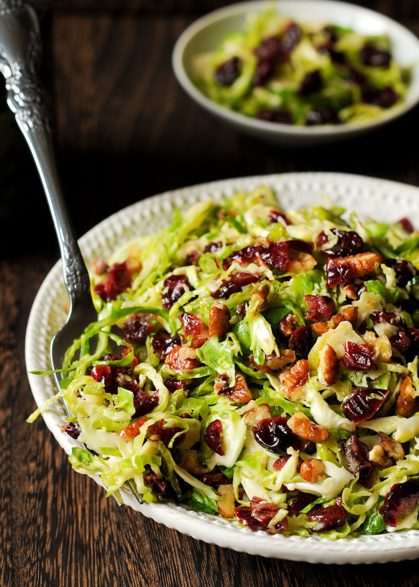 Brussels sprout salad with cranberries and pecans