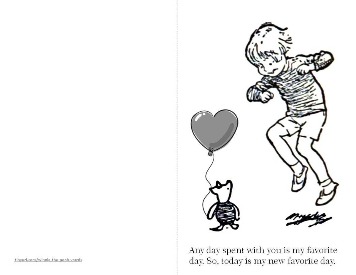 Christopher Robin and Piglet together in the illustration for this Valentine Card.