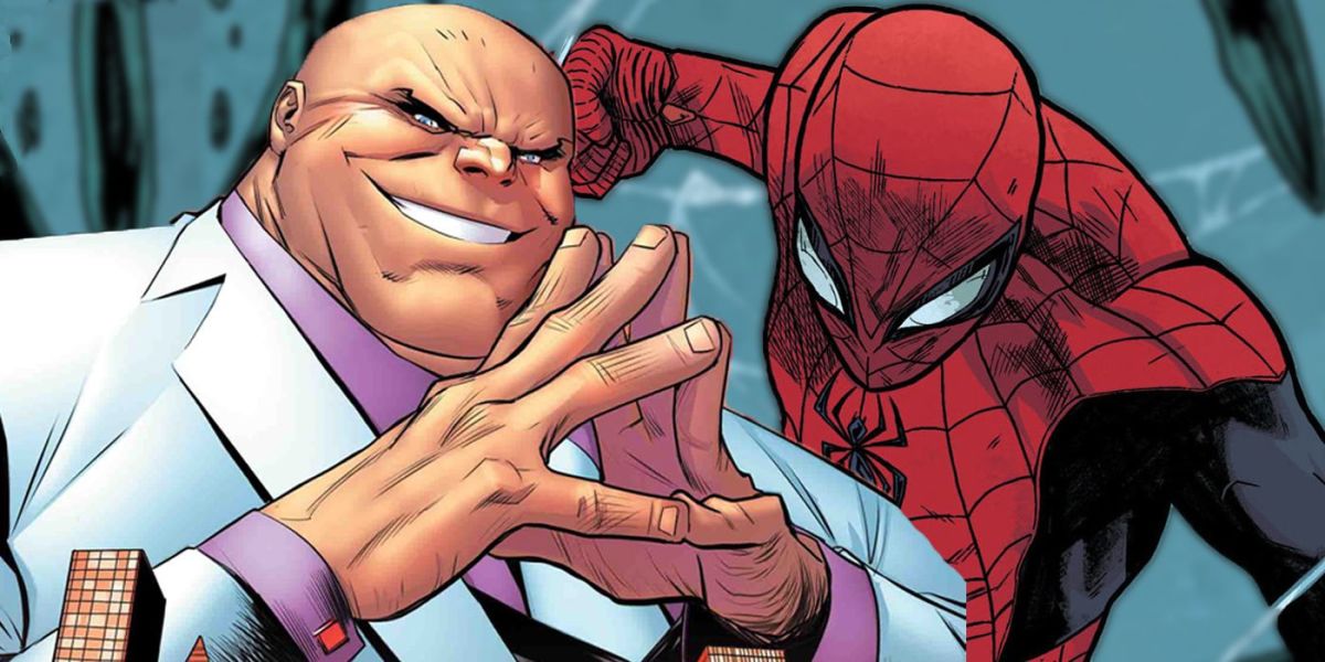 Kingpin and Spider-Man as seen in the comics.