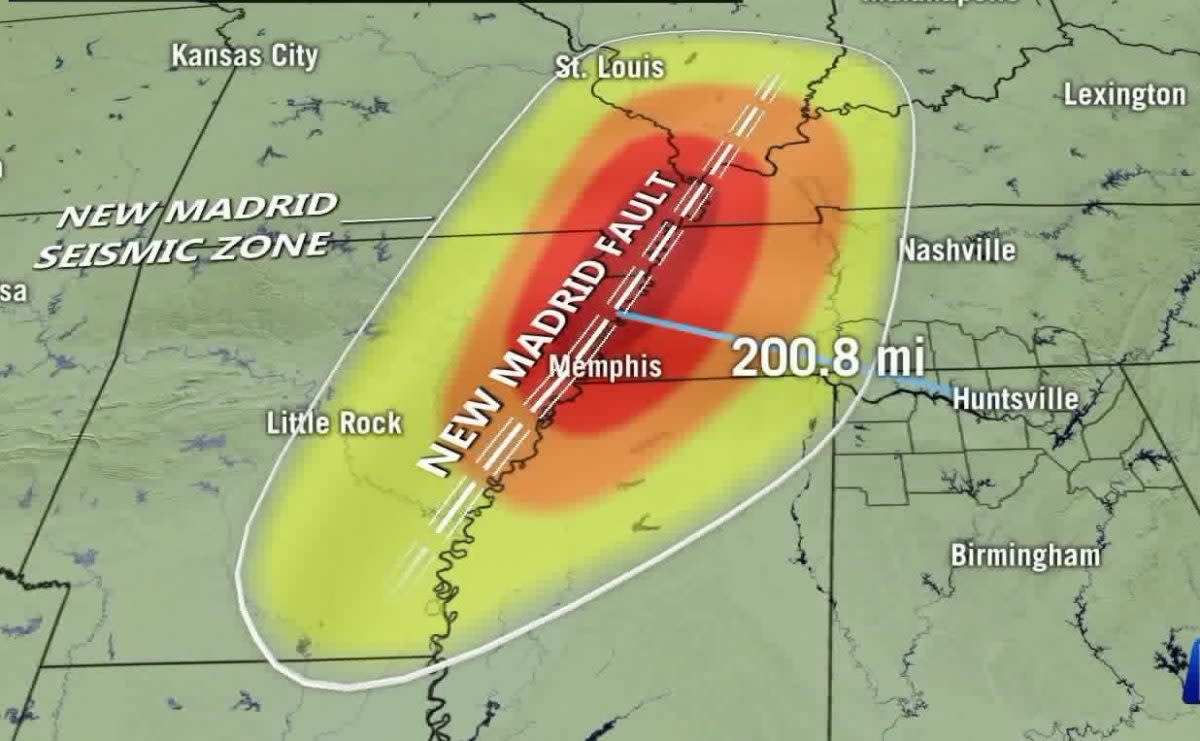 Here's where the New Madrid fault lies. Notice Memphis right on it.