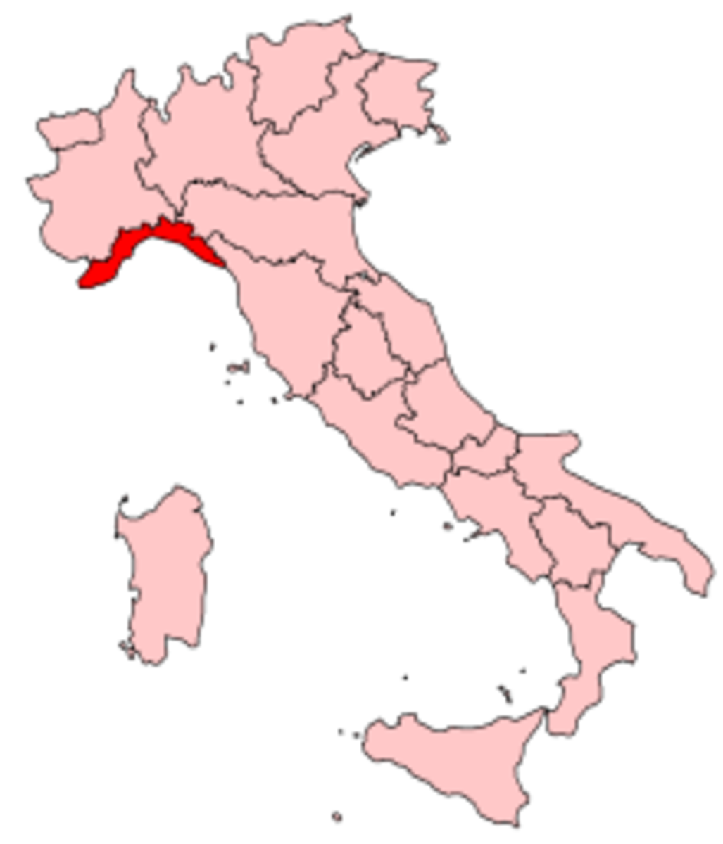 Map location of Liguria, Italy  'User:David Legrand', GNU / Creative Commons 3.0 A-SA, wikimedia.org