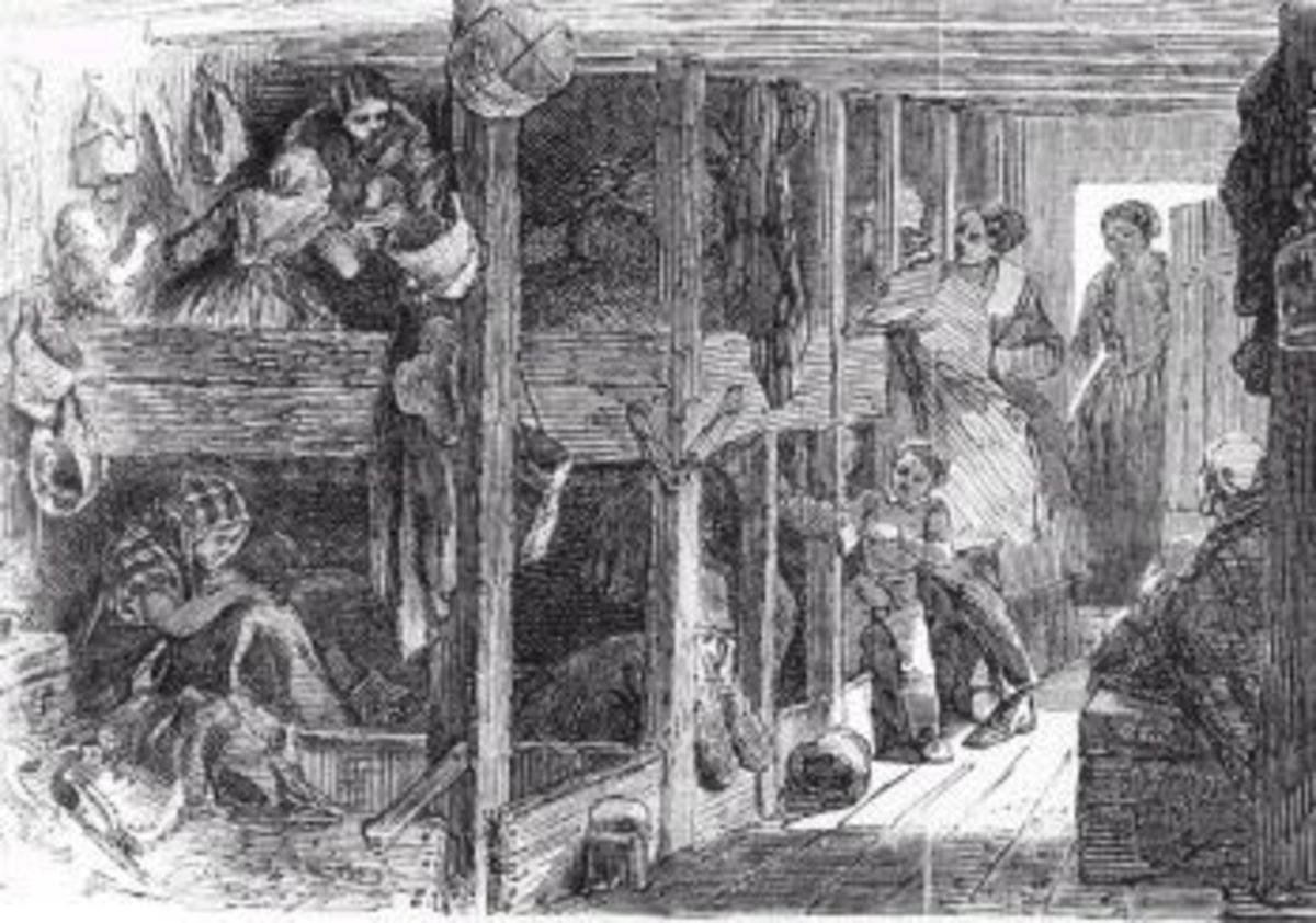 A sketch of the poor conditions endured by Irish women and children convicts who were transported  to Australia