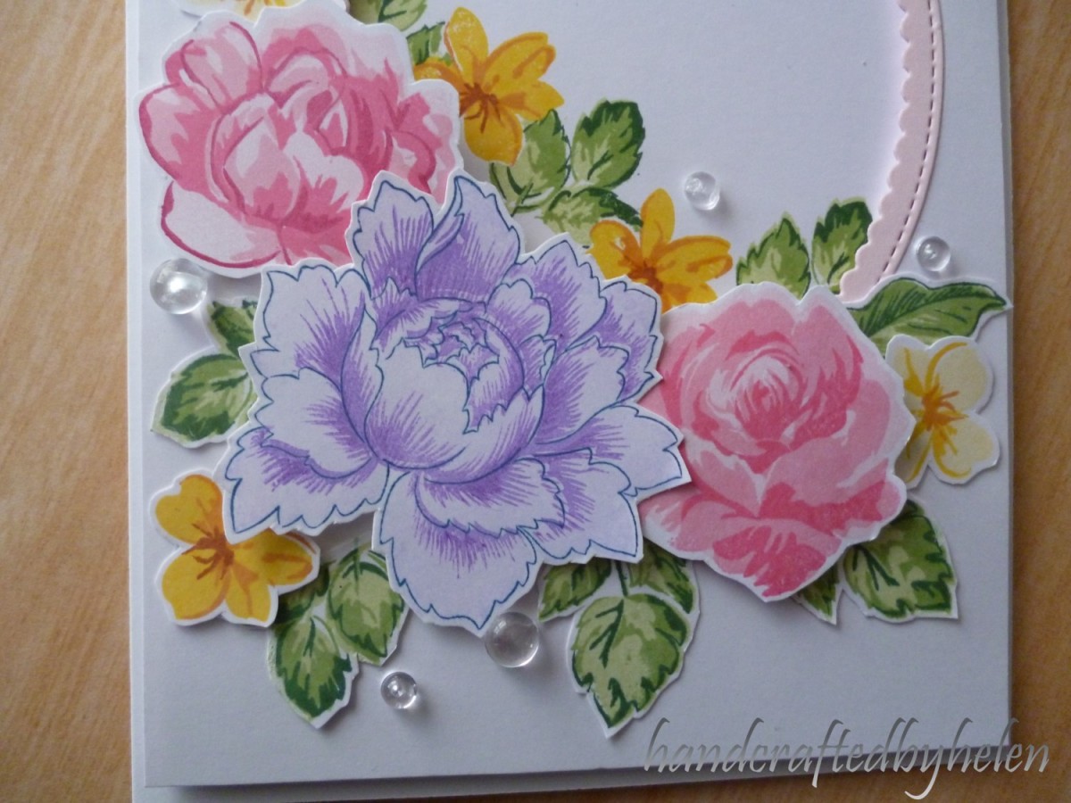 Using photo dots give lots of dimension to stamped flowers