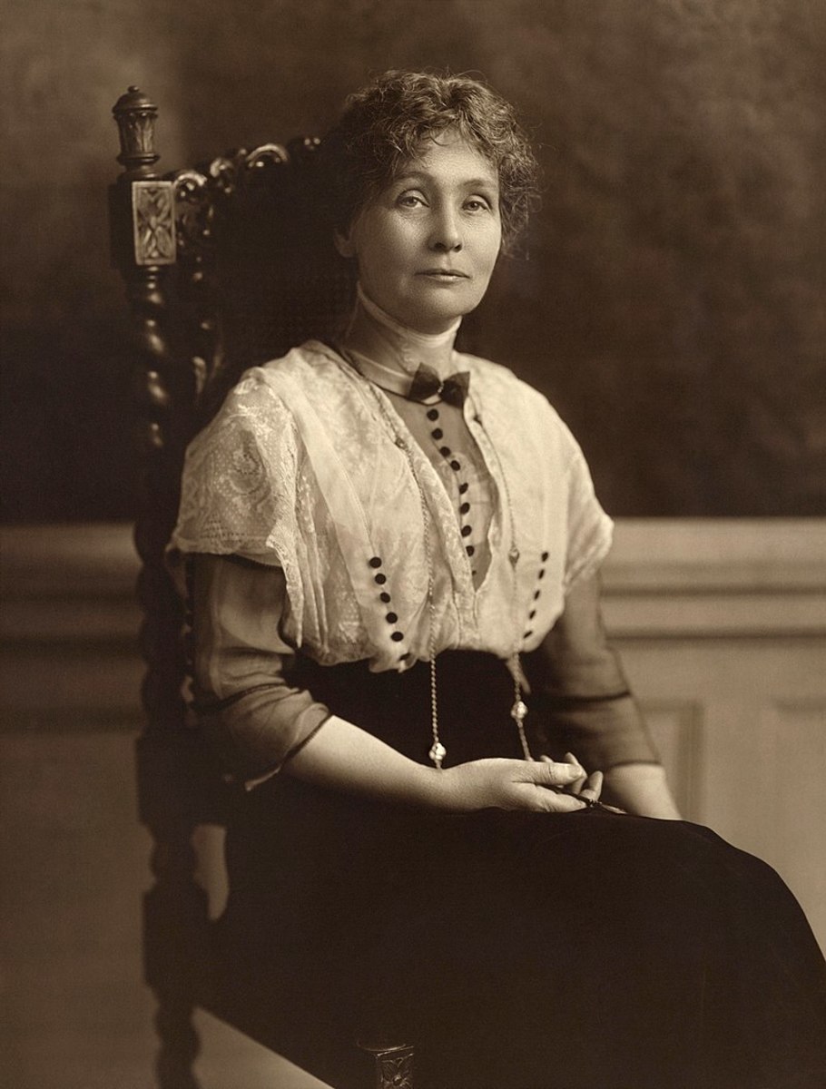 Emmeline Pankhurst, leader of the suffragette movement in Britain (1913).