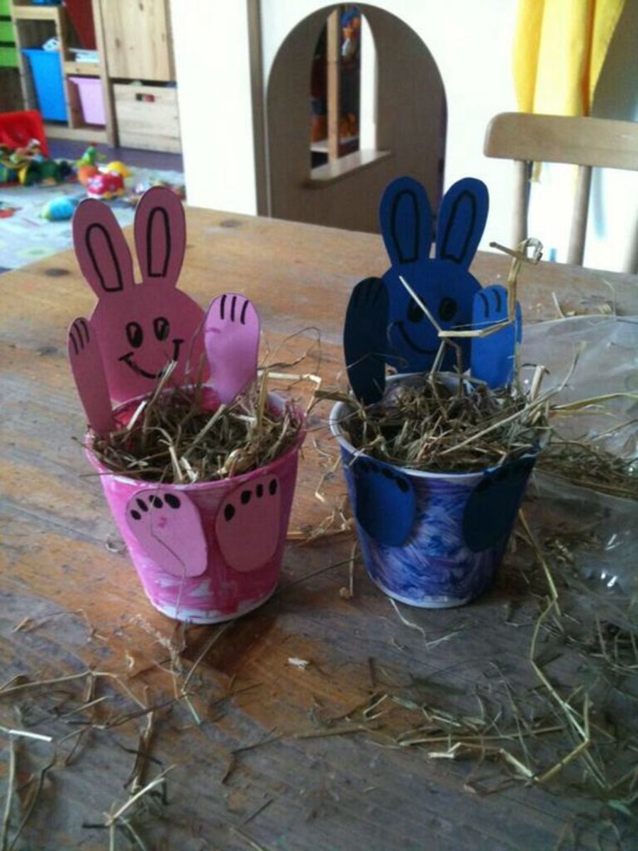 Bunny Baskets With Grass