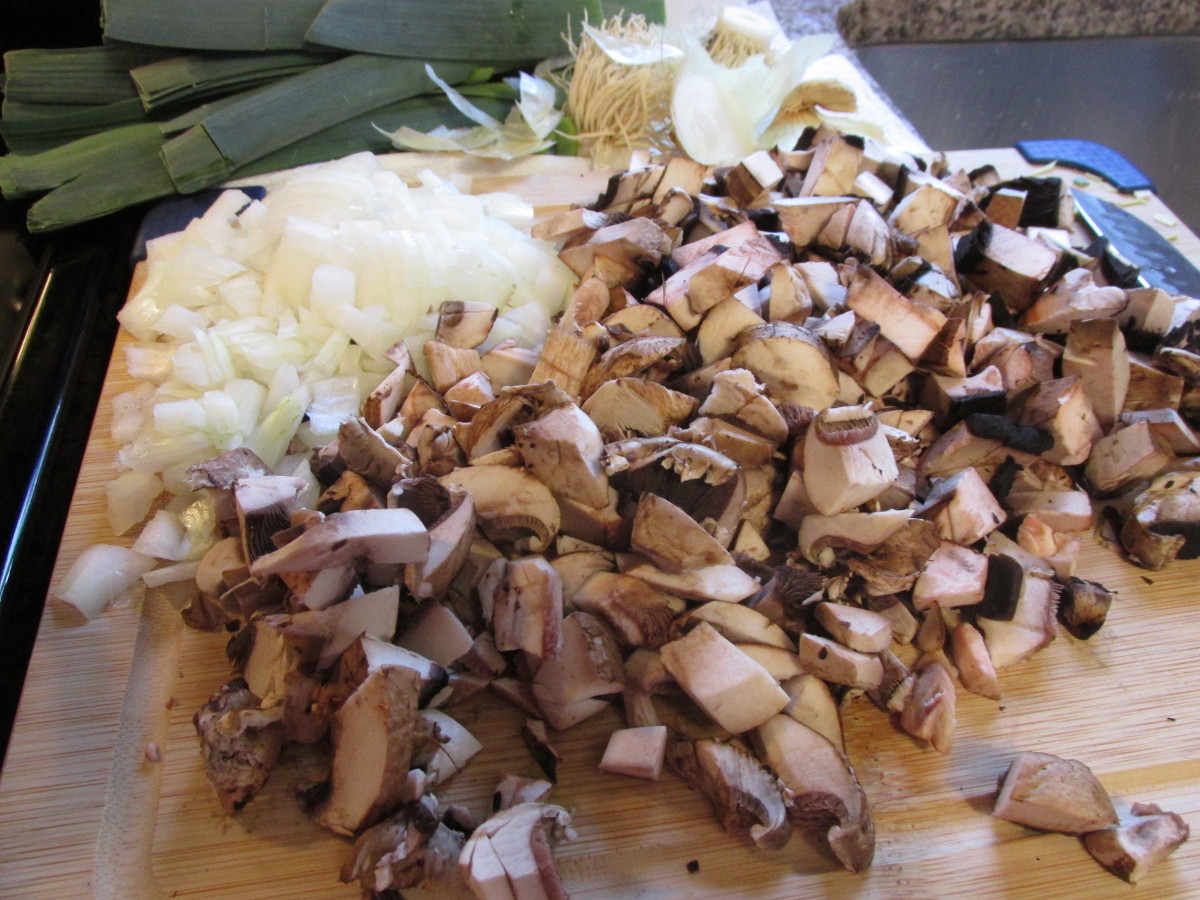 Chop the onions and mushrooms