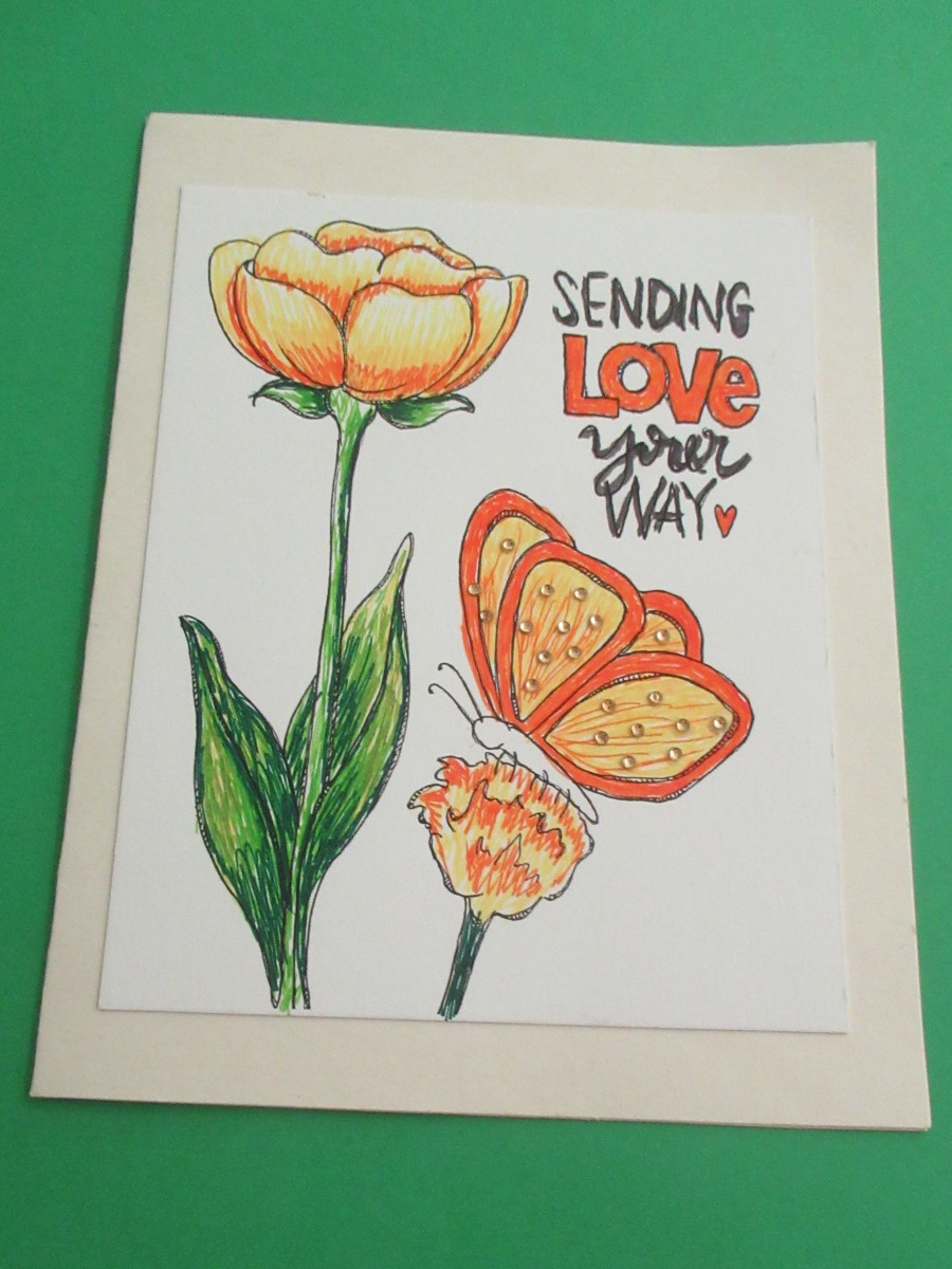 Another coloring page card using markers
