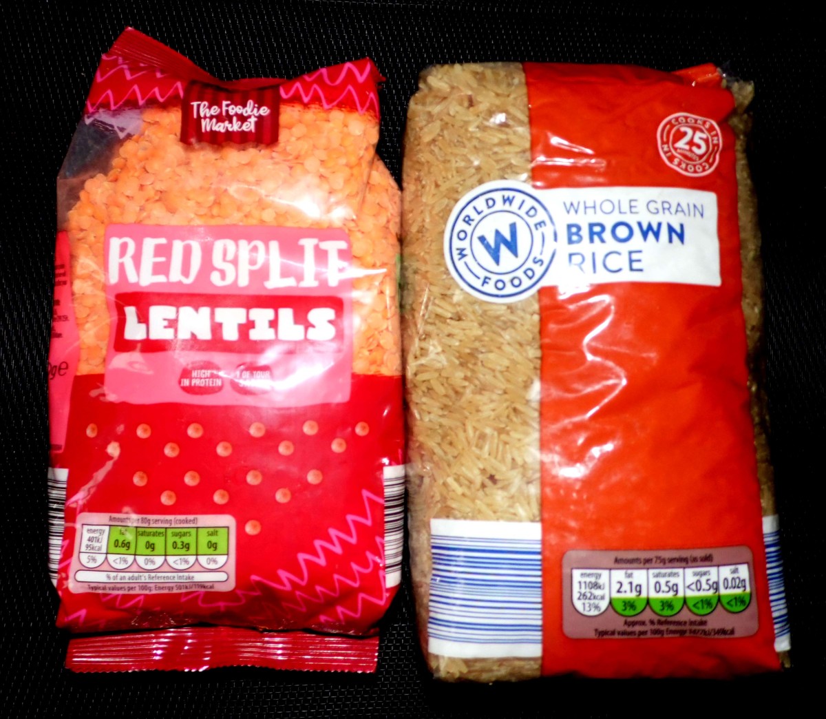 Red lentils and brown rice