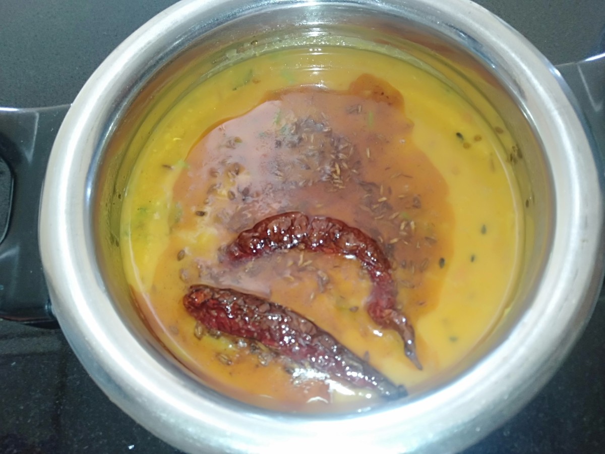 Dal fry served with a tasty tempering