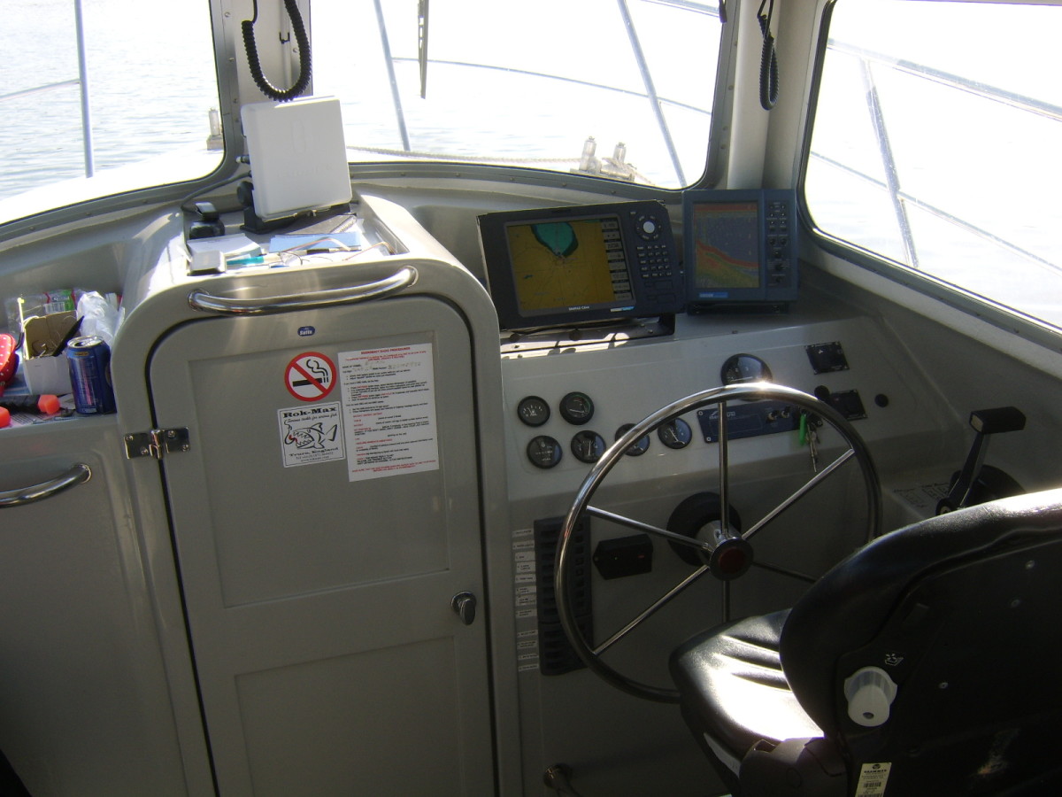 The wheelhouse on the Stranraer charter boat, Diva