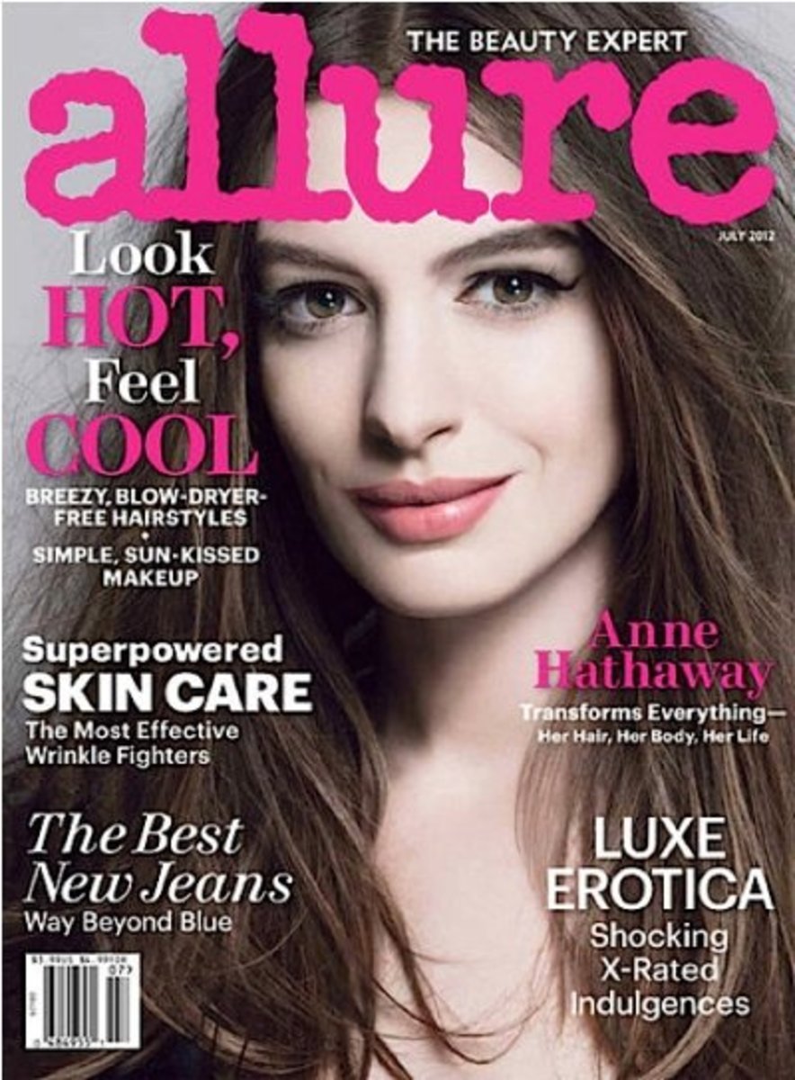 Anne Hathaway on the cover of Allure magazine's July 2012 issue