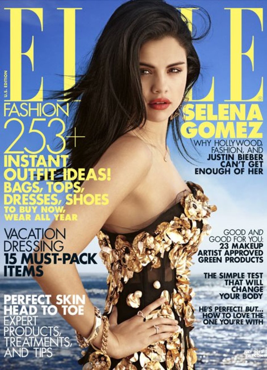 Selena Gomez on the cover of Elle magazine's July 2012 issue