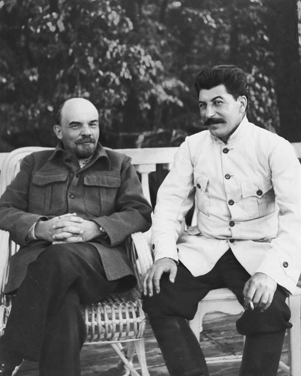 Stalin with his mentor, Lenin