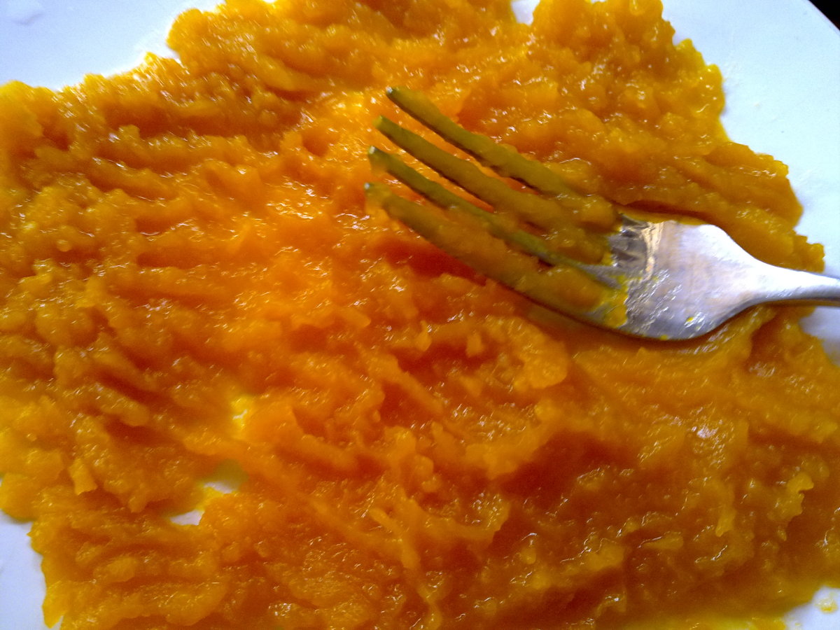 Boil pumpkin until soft, smash them with a fork to make fresh pumpkin puree