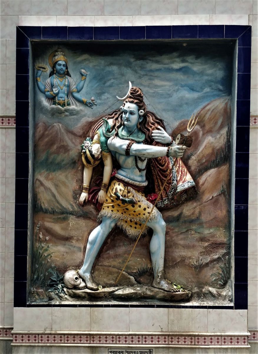 Shiva carrying Sati's corpse; mural from Bhutnath temple, Ketugram, Purva Bardhaman district, West Bengal