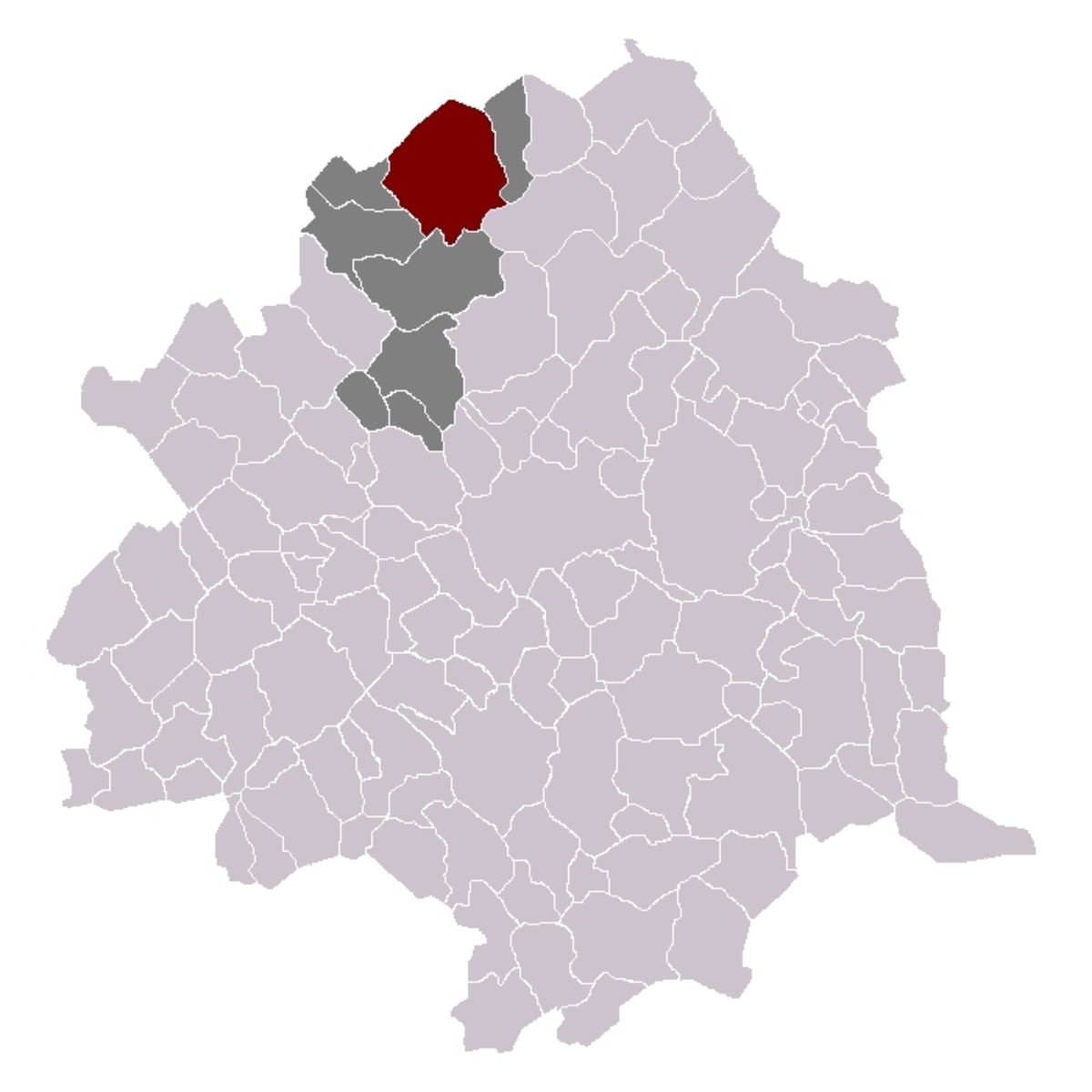 Map location of Comines (France) within Lille 'arrondissement' 