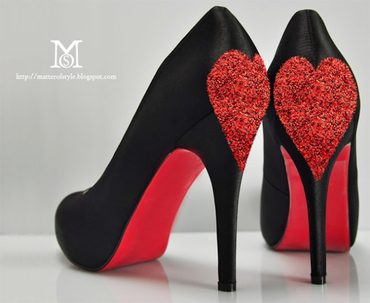 DIY Glitter Heart Heeled Shoes