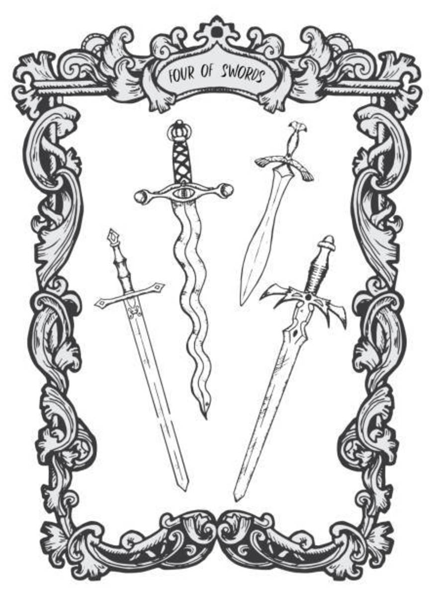 The Four of Swords appears when you need to take a break. You've been working too hard, and you know it. You're not feeling yourself because you haven't been able to sleep.