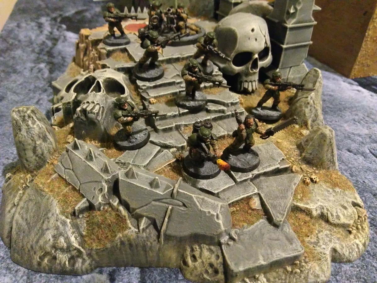 Cadian Infantry Squad with Mortar and Flamer hold the Temple of Skulls