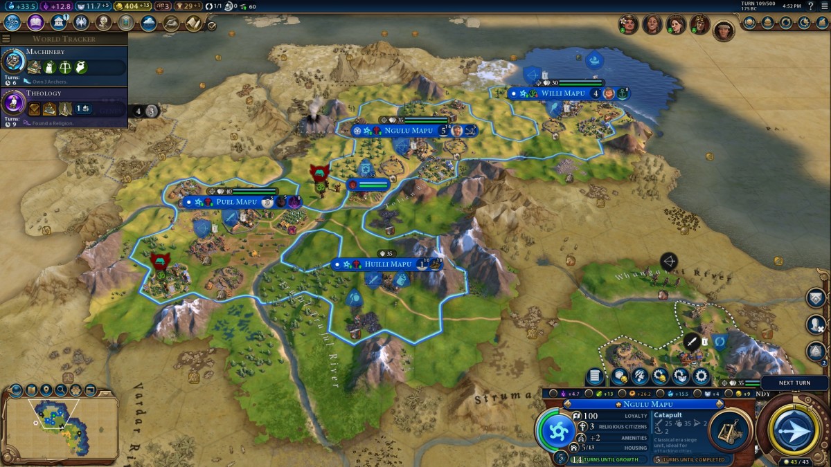 Screenshot of Civilization gameplay from Sid Meier's Civilization VI.