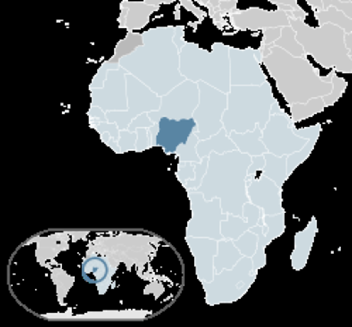 Map showing Nigeria