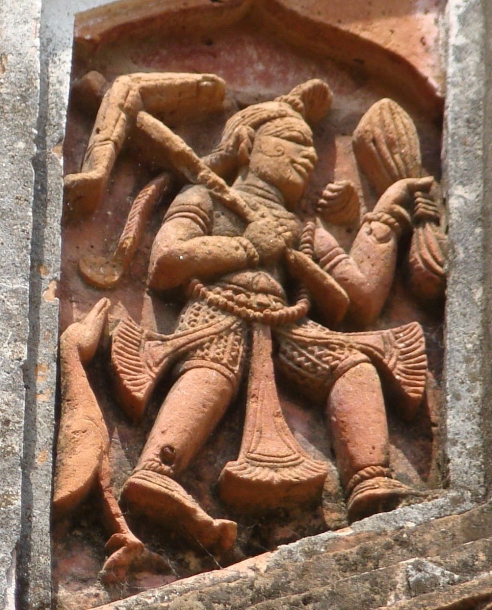 Balarama in terracotta; Charbangla temple, Baronagar, Murshidabad, West Bengal