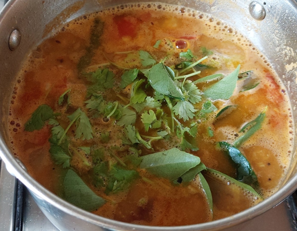 Add curry and coriander leaves, and switch off the flame.