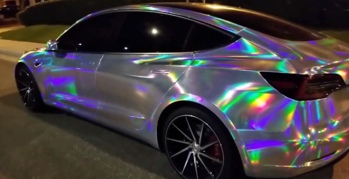 Tesla with different coloured wrapping